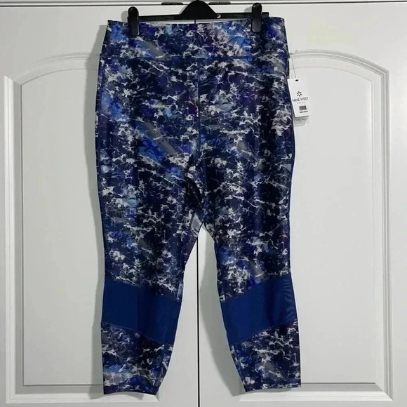 Nine West Active Mesh-Inset Cropped Leggings - Picture 1 of 9